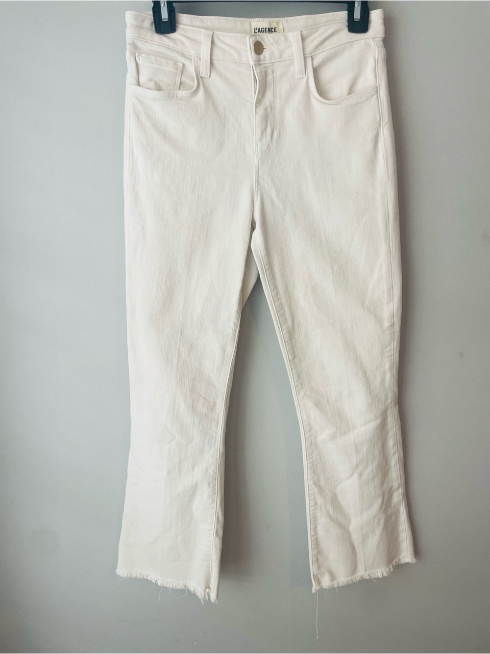 L’AGENCE White Cropped Raw-Hem Jeans